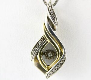 OTC Sterling Silver 10K Yellow Gold Diamond Studded Pendant.